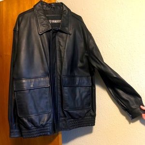 Yamaha Men’s Genuine Leather Bomber Jacket